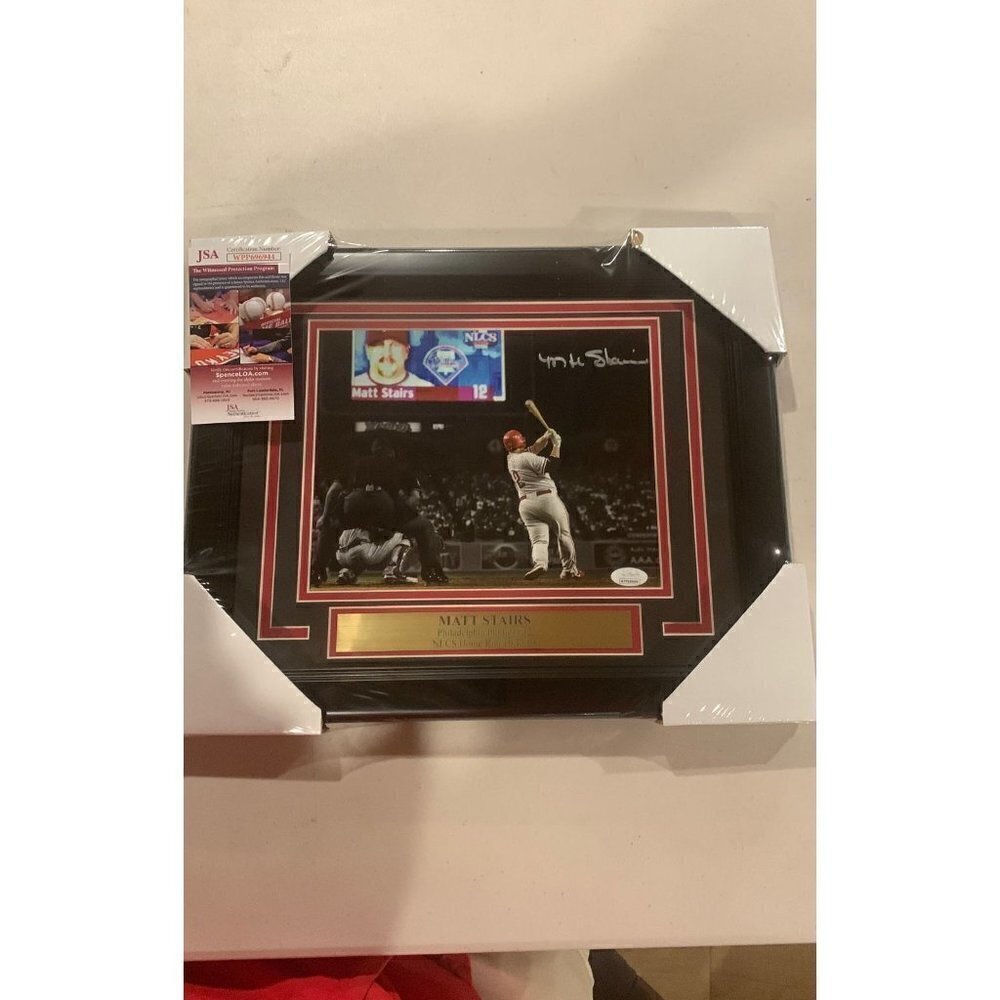 Matt Stairs autograph signed Phillies 08 NLCS Home Run 8x10 photo framed jsa